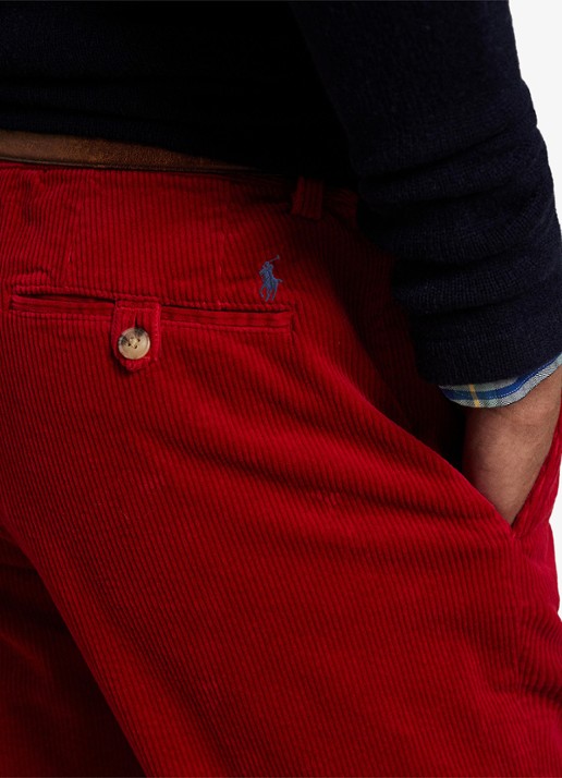 Ralph Lauren Straight fit chino van corduroy met stretch - detail 2 ralph red x-42x9 / rood