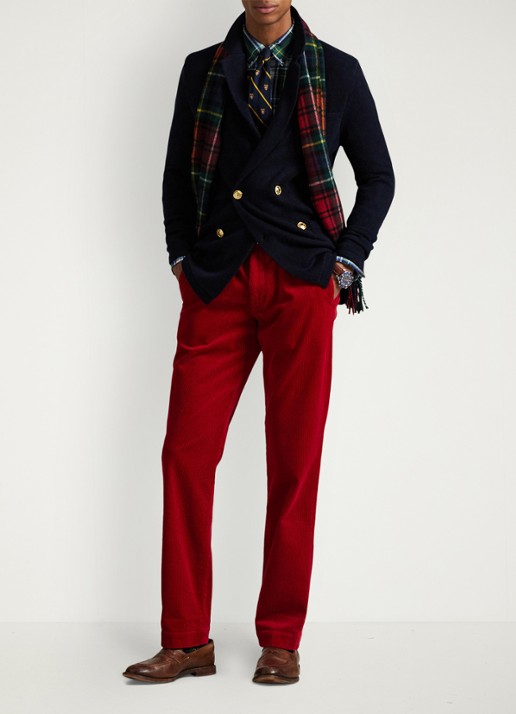 Ralph Lauren Straight fit chino van corduroy met stretch - voorkant 4 ralph red x-42x9 / rood