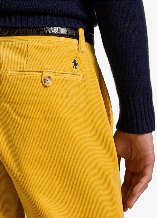 Ralph Lauren Straight fit chino van corduroy met stretch - detail 4 charles yellow / geel