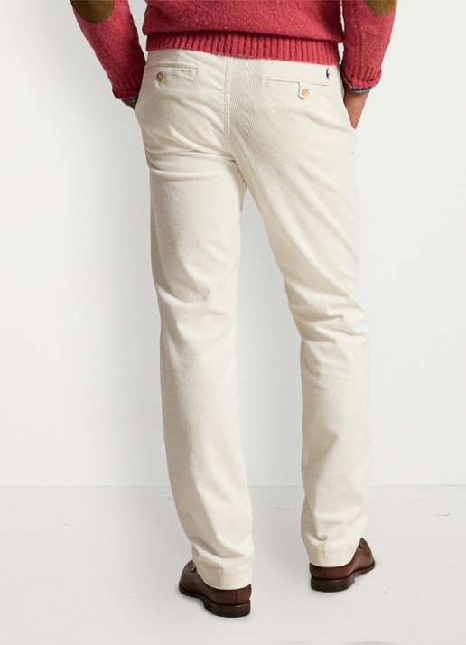 Ralph Lauren Straight fit chino van corduroy met stretch - achterkant 5 warm white / gebroken wit
