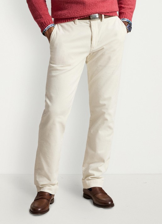 Ralph Lauren Straight fit chino van corduroy met stretch - detail 3 warm white / gebroken wit