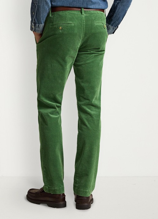 Ralph Lauren Straight fit chino van corduroy met stretch - achterkant 5 meadow green / groen