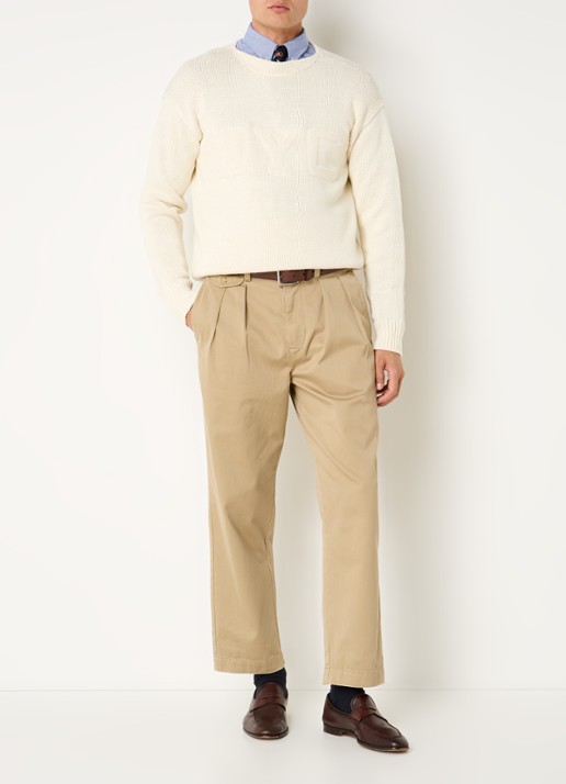 Ralph Lauren Straight fit cropped chino met plooidetail - voorkant 9 rl khaki / khaki