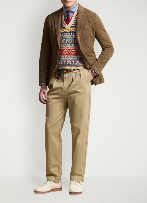 Ralph Lauren Straight fit cropped chino met plooidetail - voorkant 10 rl khaki / khaki