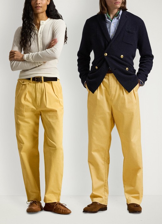 Ralph Lauren Straight fit cropped chino met plooidetail - voorkant 3 corn yellow-30rc