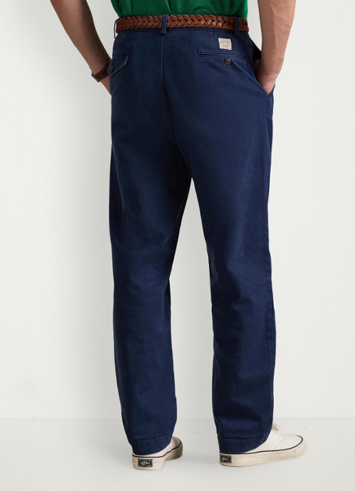Ralph Lauren Straight fit cropped chino met plooidetail - achterkant 5 washed newport navy / donkerblauw