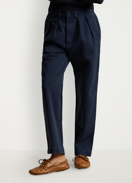 Ralph Lauren Straight fit cropped chino met plooidetail - detail 4 washed newport navy / donkerblauw