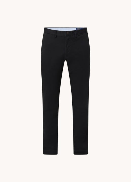 Ralph Lauren Straight fit gewassen chino met stretch - voorkant polo black / zwart