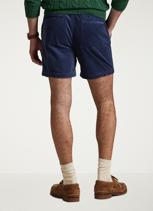 Ralph Lauren Straight fit korte broek van corduroy - achterkant 5 boston navy / donkerblauw