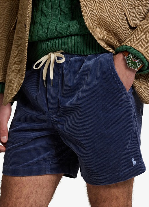 Ralph Lauren Straight fit korte broek van corduroy - detail 4 boston navy / donkerblauw