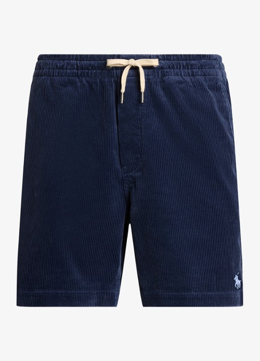 Ralph Lauren Straight fit korte broek van corduroy - voorkant boston navy / donkerblauw