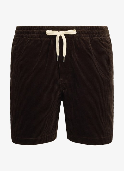 Ralph Lauren Straight fit korte broek van corduroy - voorkant madison brown / donkerbruin