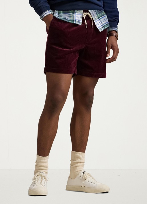 Ralph Lauren Straight fit korte broek van corduroy - detail 3 ruby / bordeauxrood