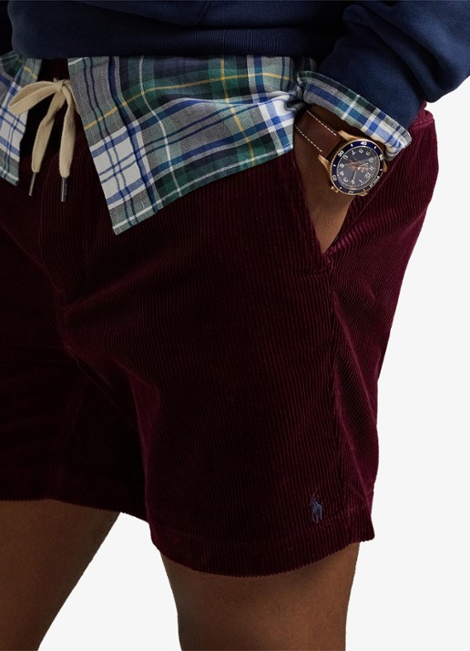 Ralph Lauren Straight fit korte broek van corduroy - detail 4 ruby / bordeauxrood