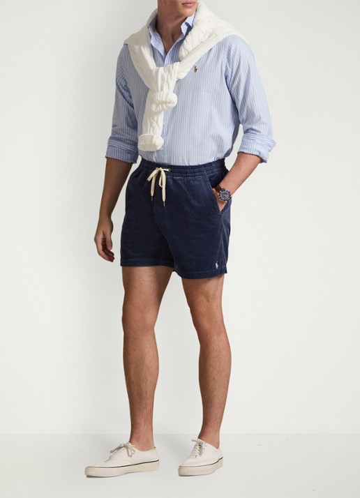 Ralph Lauren Straight fit korte broek van corduroy - voorkant 4 boston navy-2yth
