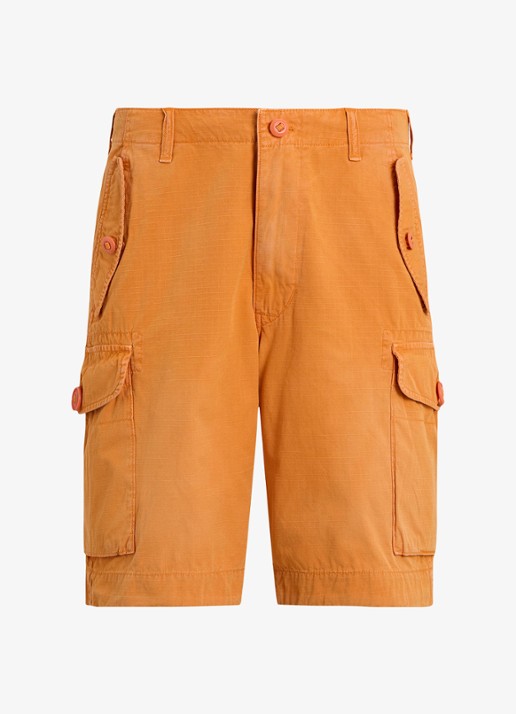 Ralph Lauren Straight fit korte cargobroek met klepzakken - voorkant washed optic orange / oranje