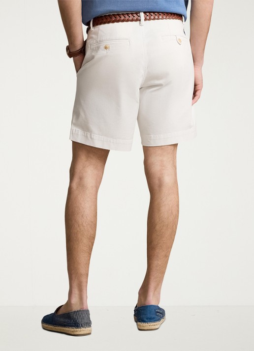 Ralph Lauren Straight fit korte chino met stretch - achterkant 4 deckwash white / wit