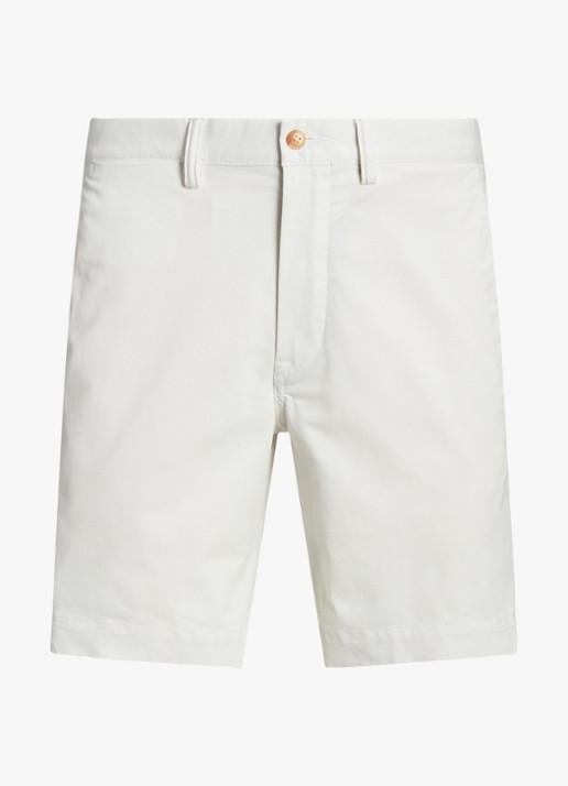Ralph Lauren Straight fit korte chino met stretch - voorkant 2 deckwash white / wit