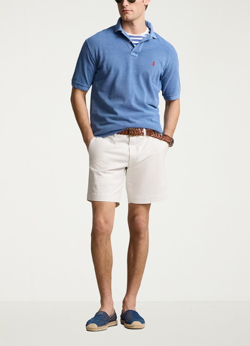 Ralph Lauren Straight fit korte chino met stretch - voorkant 3 deckwash white / wit