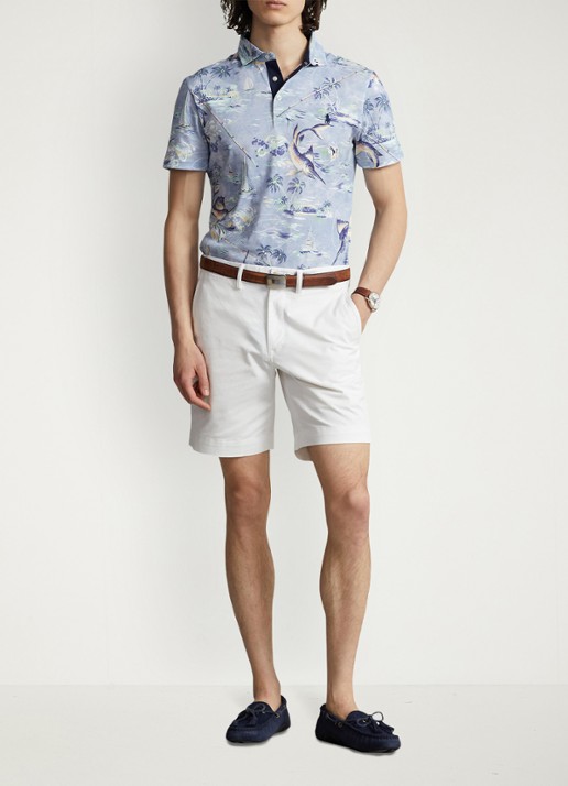 Ralph Lauren Straight fit korte chino met stretch - voorkant 2 white / wit