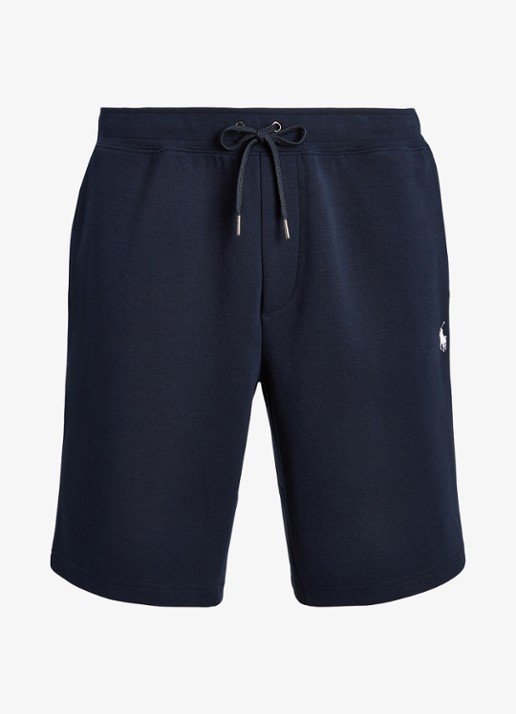 Ralph Lauren Straight fit korte joggingbroek met logo en steekzakken - voorkant 3 aviator navy / blauw