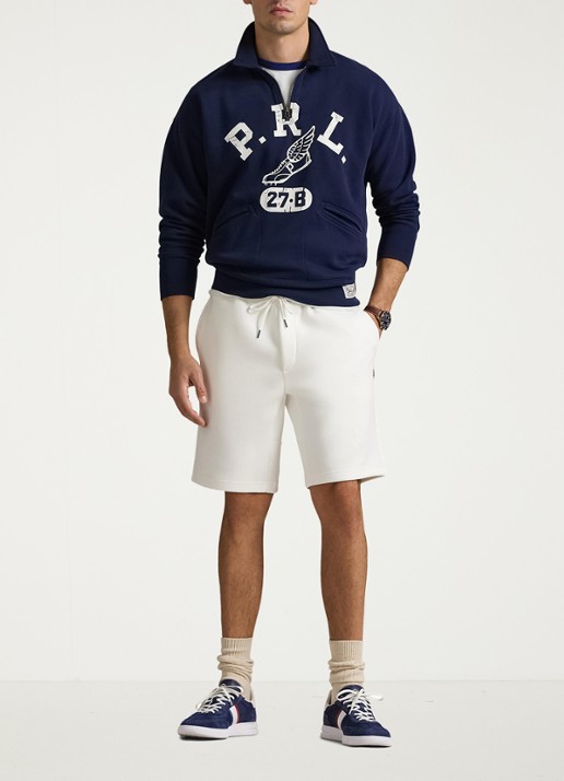 Ralph Lauren Straight fit korte joggingbroek met logo en steekzakken - voorkant 2 white / wit