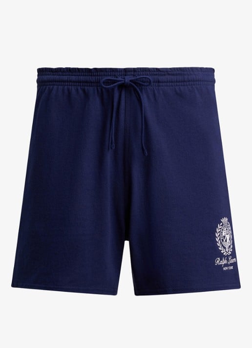 Ralph Lauren Straight fit korte joggingbroek met logo - voorkant 3 newport navy