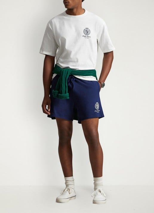 Ralph Lauren Straight fit korte joggingbroek met logo - voorkant 4 newport navy