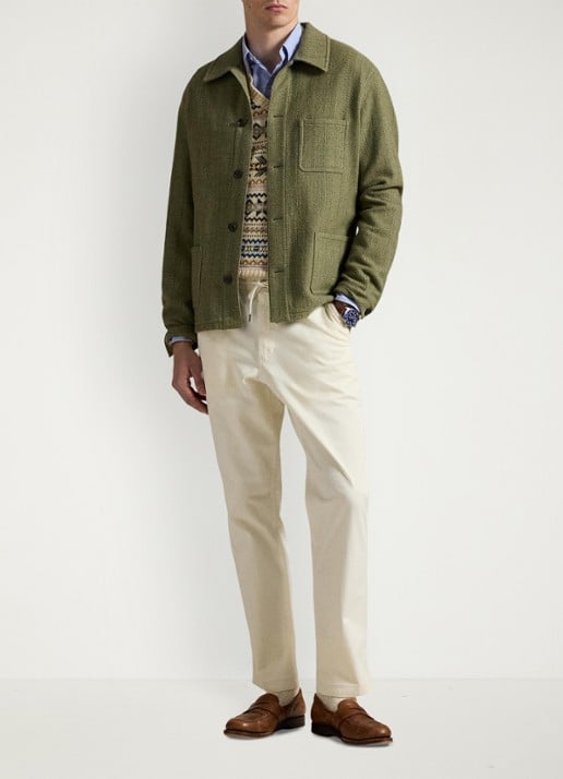 Ralph Lauren Straight fit pantalon met trekkoord - voorkant 4 creme