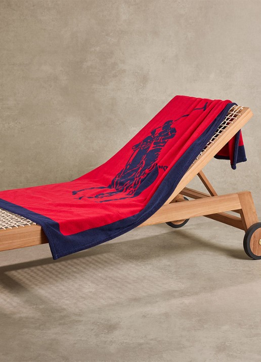 Ralph Lauren Strandlaken - 500 gr/m2 - 100 x 170 cm - detail rood