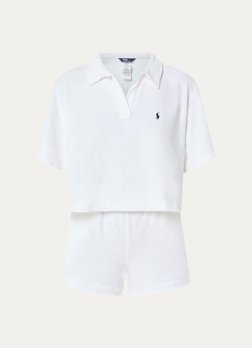 Ralph Lauren Strandset van badstof met logo - voorkant 2 wit
