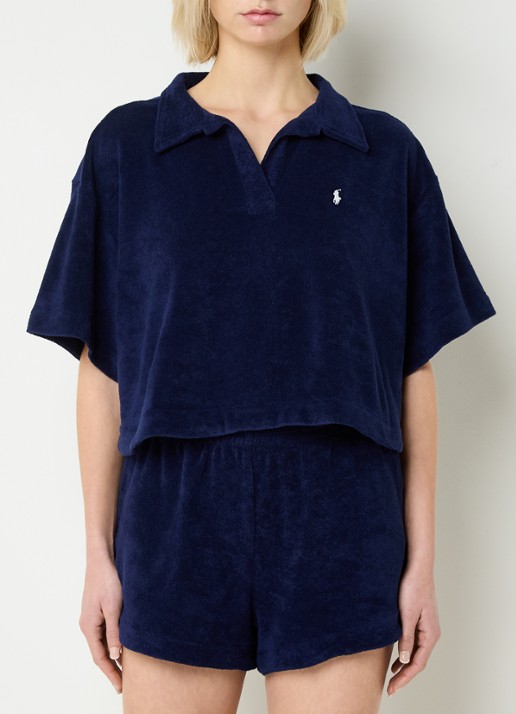 Ralph Lauren Strandset van badstof met logo - detail 4 donkerblauw
