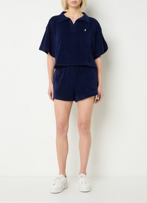 Ralph Lauren Strandset van badstof met logo - voorkant 2 donkerblauw