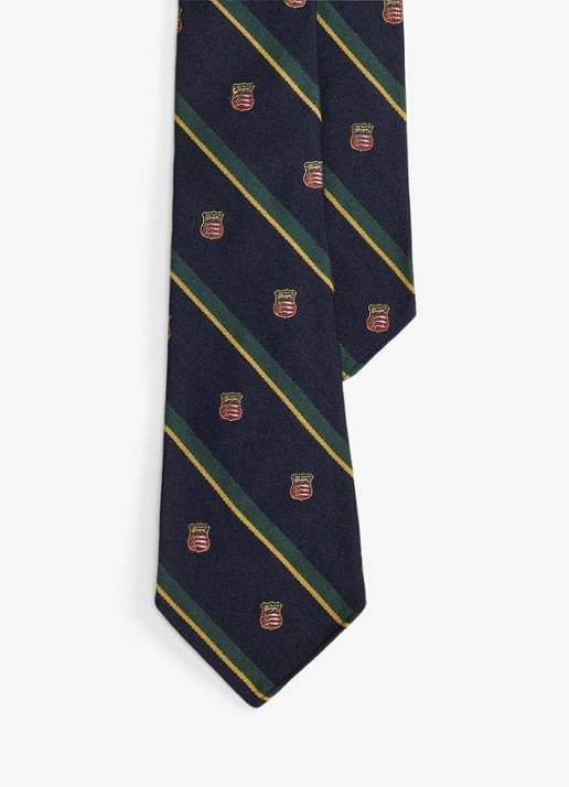 Ralph Lauren Stropdas in zijdeblend met print - voorkant donkerblauw