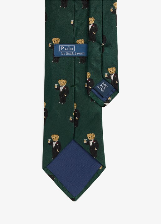 Ralph Lauren Stropdas van zijde met print  - detail 2 donkergroen