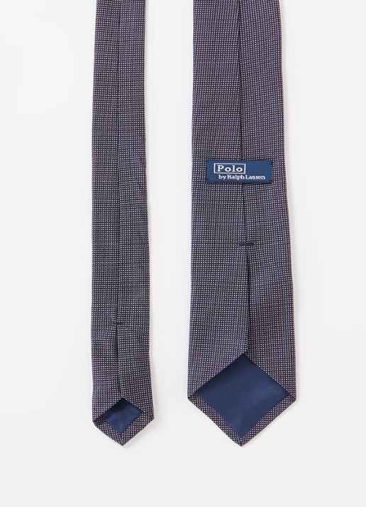 Ralph Lauren Stropdas van zijde met stippenprint  - detail navy/white