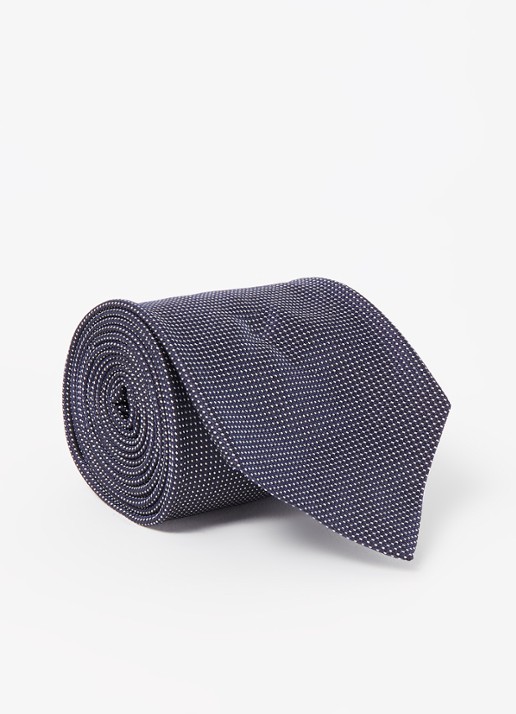 Ralph Lauren Stropdas van zijde met stippenprint  - voorkant 2 navy/white