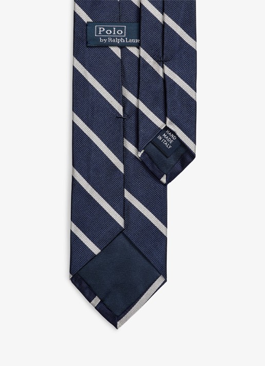 Ralph Lauren Stropdas van zijde met streepprint - achterkant 2 navy/white