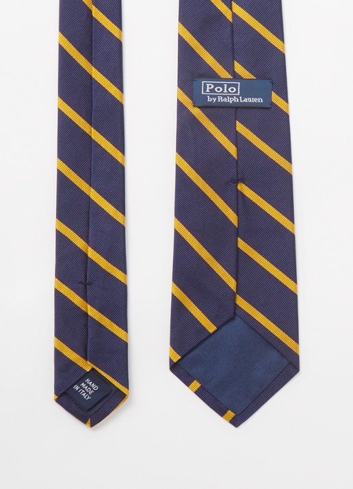 Ralph Lauren Stropdas van zijde met streepprint - detail 3 navy/gold