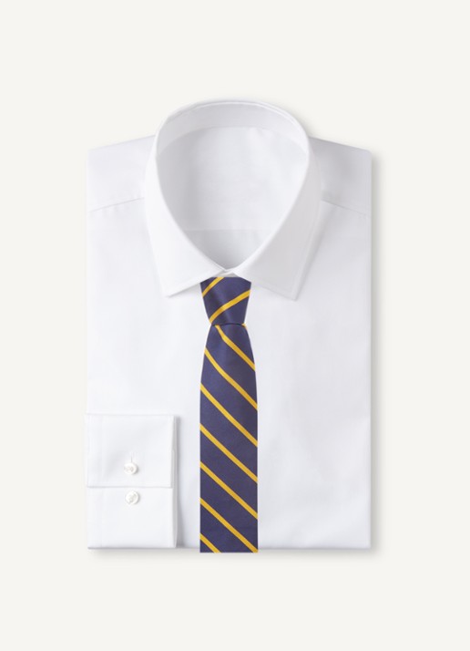 Ralph Lauren Stropdas van zijde met streepprint - voorkant 2 navy/gold