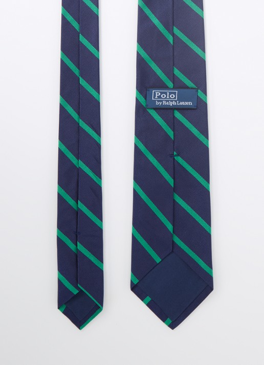 Ralph Lauren Stropdas van zijde met streepprint - detail navy/green