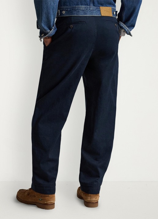 Ralph Lauren Suffield relaxed fit chino met plooidetail - achterkant 3 aviator navy / donkerblauw