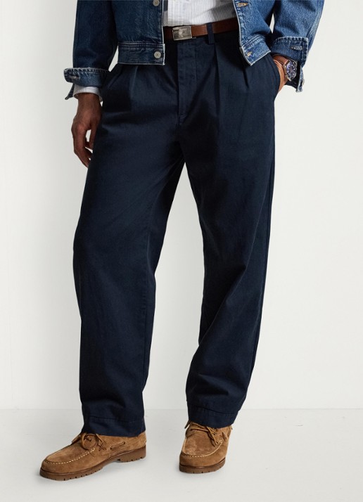 Ralph Lauren Suffield relaxed fit chino met plooidetail - detail aviator navy / donkerblauw