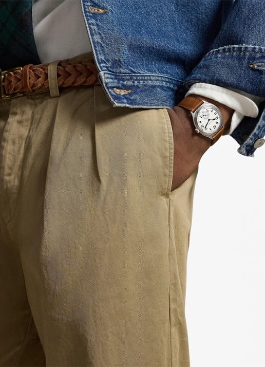 Ralph Lauren Suffield relaxed fit chino met plooidetail - detail 4 khaki hill / khaki