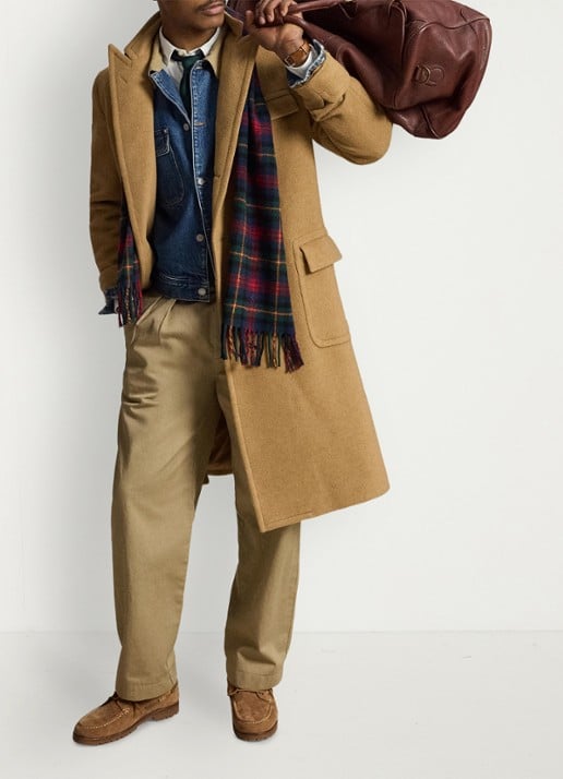 Ralph Lauren Suffield relaxed fit chino met plooidetail - voorkant 2 khaki hill / khaki