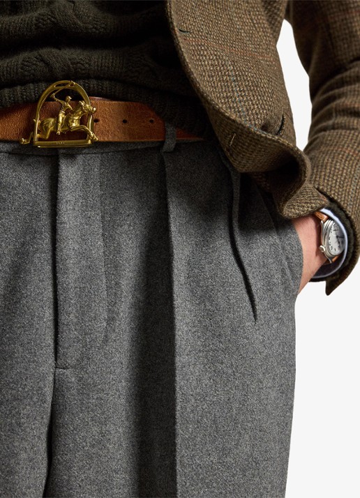 Ralph Lauren Suffield relaxed fit pantalon in wolblend met plooidetail - detail 5 medium grey / middengrijs