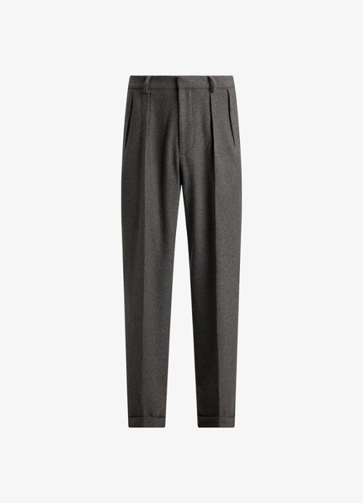 Ralph Lauren Suffield relaxed fit pantalon in wolblend met plooidetail - voorkant medium grey / middengrijs