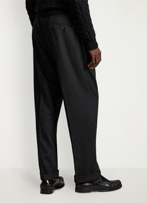 Ralph Lauren Suffield relaxed fit pantalon in wolblend met plooidetail - achterkant 5 dark grey / donkergrijs