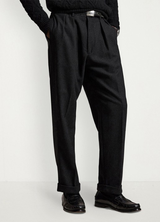 Ralph Lauren Suffield relaxed fit pantalon in wolblend met plooidetail - detail 3 dark grey / donkergrijs