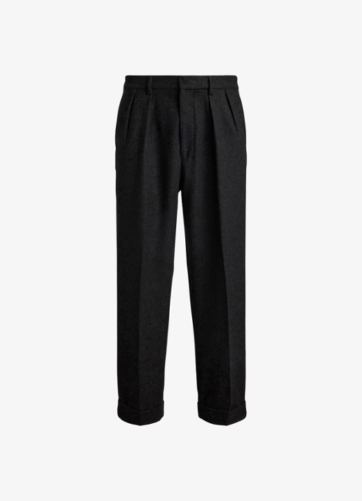 Ralph Lauren Suffield relaxed fit pantalon in wolblend met plooidetail - voorkant dark grey / donkergrijs